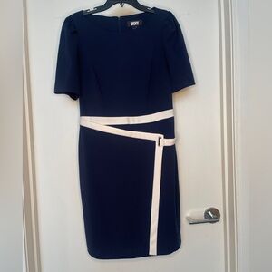 DKNY Navy and White Dress